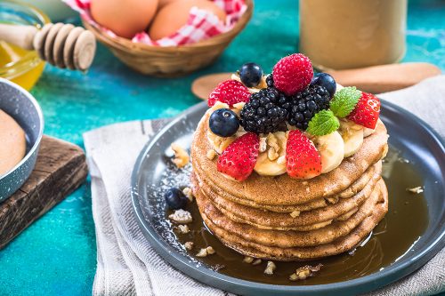 Perfect pancakes with fresh forest fruits