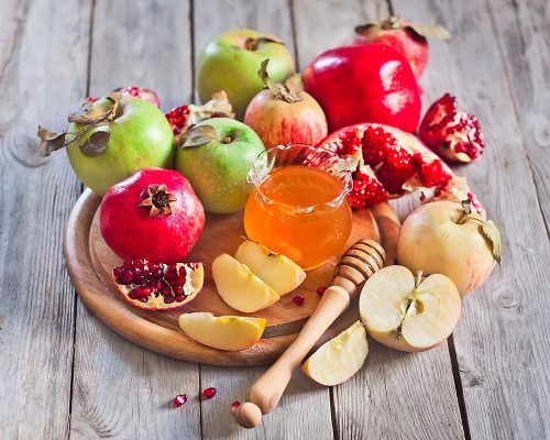 Pomegranate, apples and honey